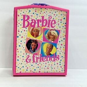 Vintage 90s Barbie & Friends Storage Wardrobe Carrying Case Pink White Clothes